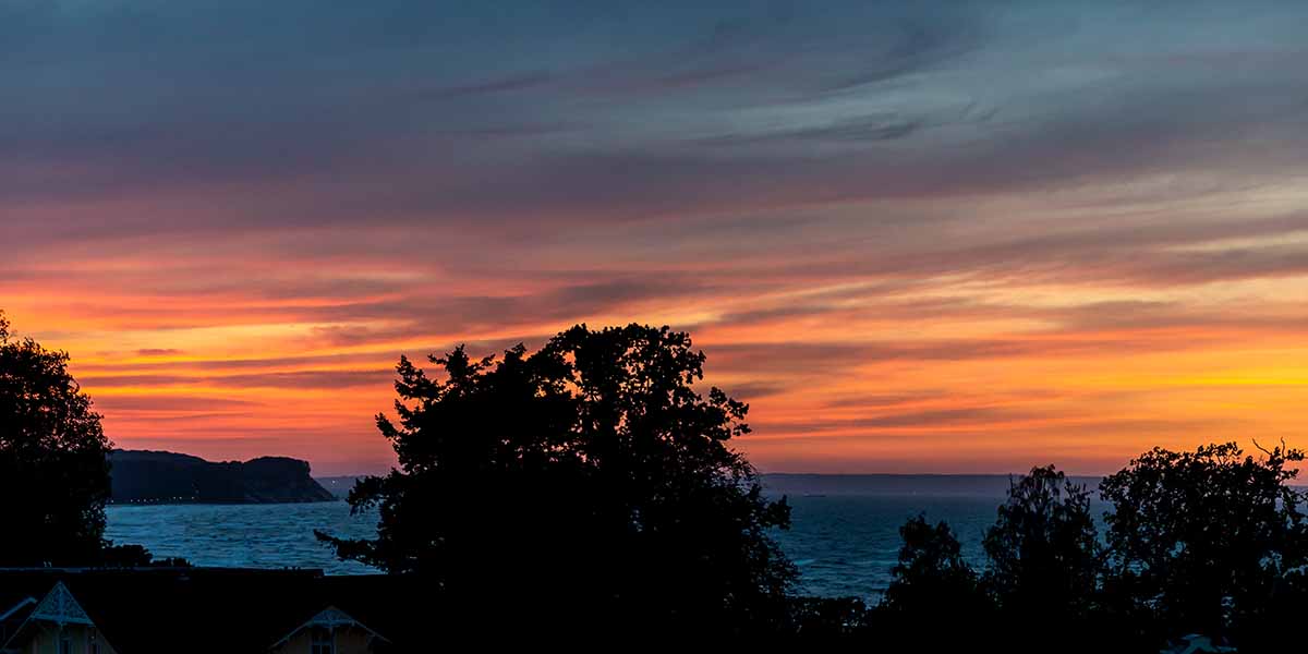 Sonnenuntergang, Meerblick, Balkon, Ferienwohnung, Ostsee, Nordstrand von Göhren Rügen